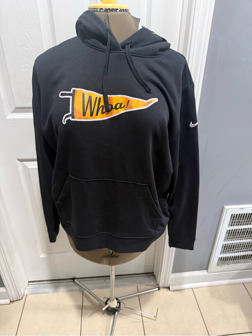 Nike Black Hoodie with Yellow Pennant 'Whoa!' Graphic